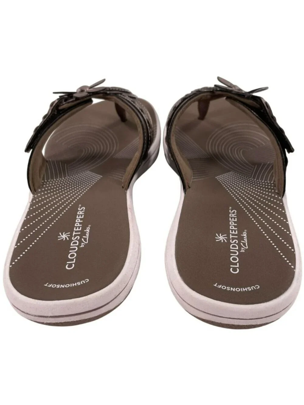 Cloudsteppers By Clarks Womens Breeze Opal Pewter Sandals Size 9 Cushion Soft Co